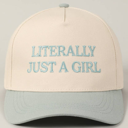 Literally Just A Girl Embroidery Two Tone Trucker Hat, Stylish Casual Cap for Everyday Wear, Perfect Gift for Women and Teens - Nifty Decor & More
