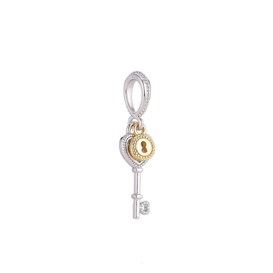 Lock And Key Charm ,18K Gold Filled Cubic Zirconia Necklace Pendant Bails Findings for Jewelry Making H - 193 - Nifty Decor & More