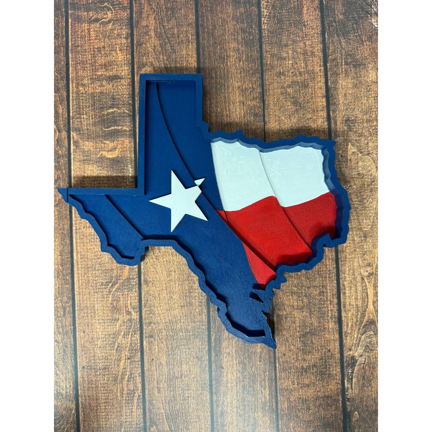 Lone Star Texas Wood Shelf Sitter – Hand - Painted Texas State Decor - Nifty Decor & More