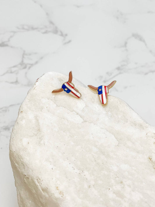 Longhorn Enamel Stud Earrings, Classic Western Charm Jewelry, Ideal for Statement Style & Gift Giving - Nifty Decor & More