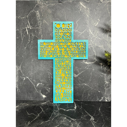 Lords Prayer Cross Wall Decor Christian Wooden Cross Wall Art - Nifty Decor & More