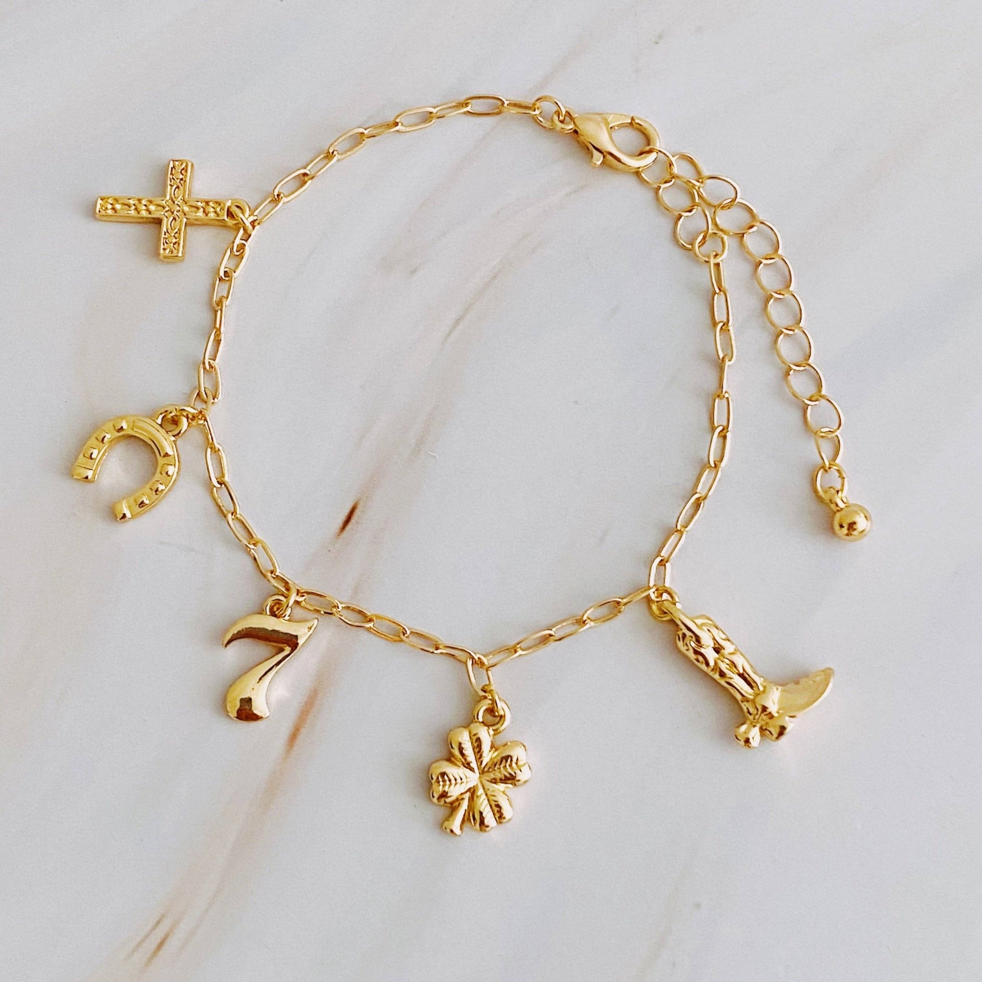 Lucky Charmed Bracelet, Stylish Preppy Charm Jewelry, Elevate Your Look, Gift Your Lucky Lady - Nifty Decor & More