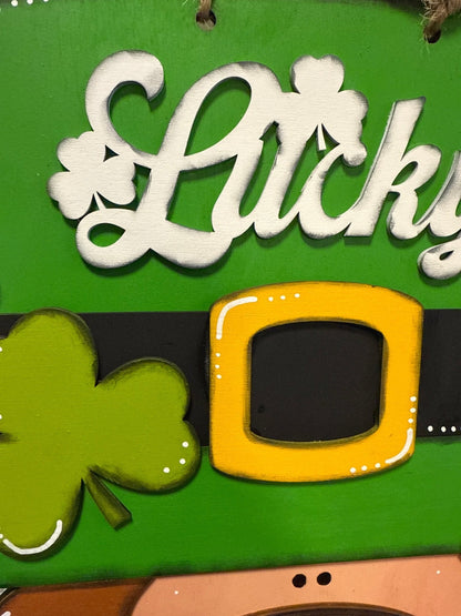 Lucky Leprechaun Hanger St Patricks Day Wall Decor Wooden Leprechaun Door Hanger - Nifty Decor & More