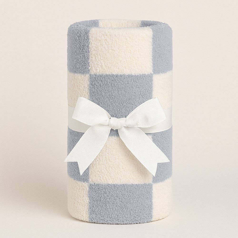 Luxe Checkered Mini Baby Blanket in Blues