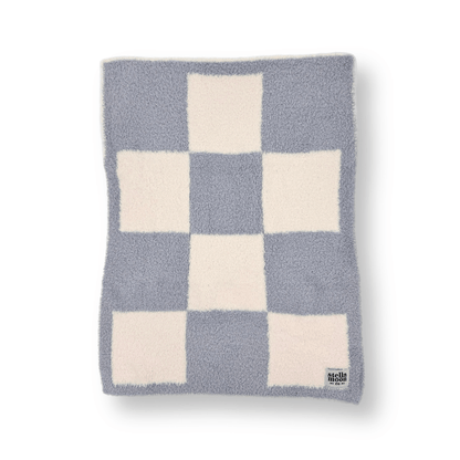 Luxe Checkered Mini Baby Blanket in Blues