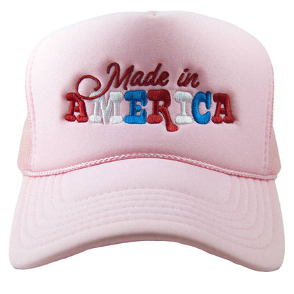 Made in America Foam Trucker Hat, Trendy Patriotic Girl Headwear, Outdoor Hat, Cute Gift Ide - Nifty Decor & More