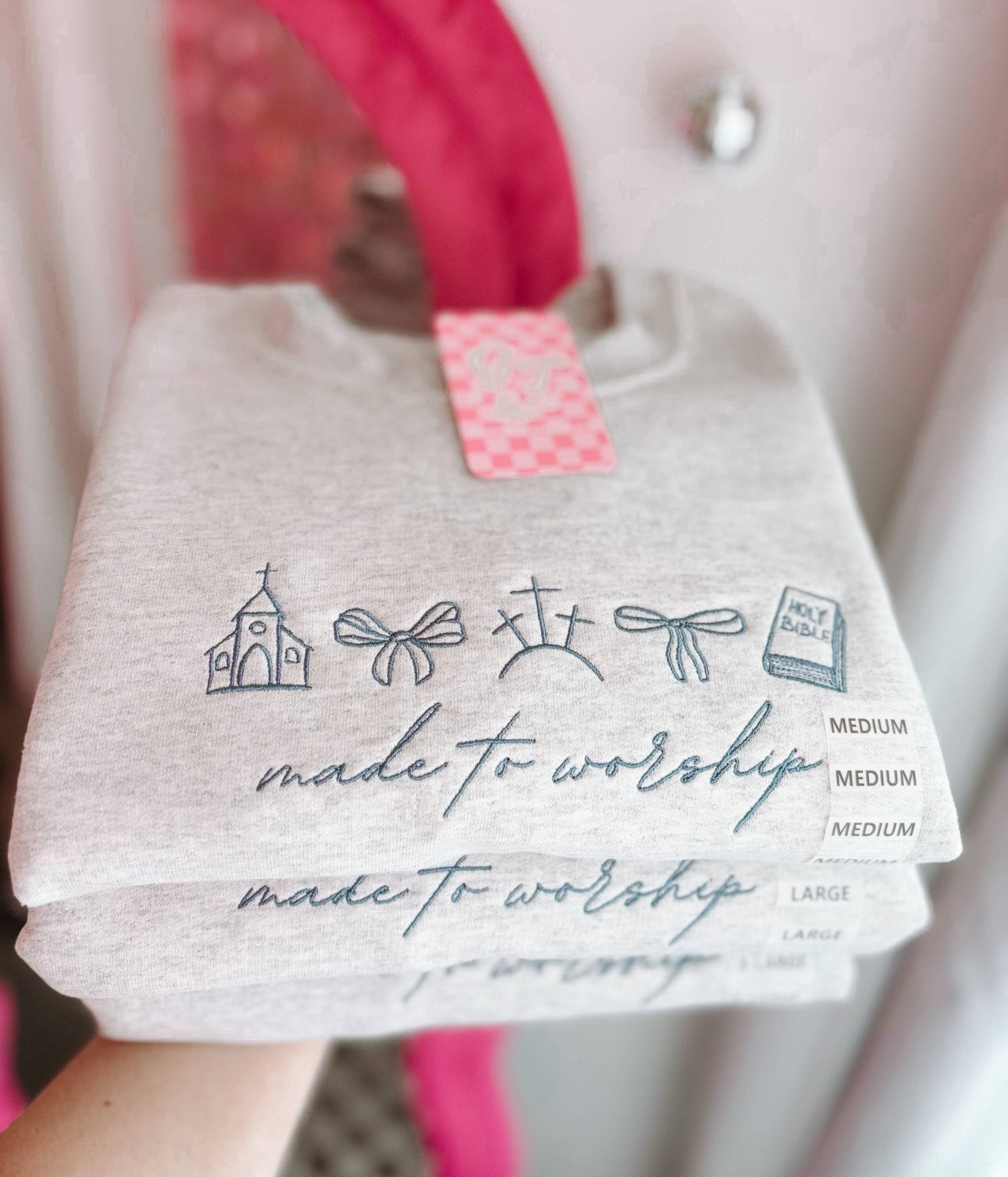 Made To Worship Embroidered Crewneck | Church Sweatshirt - Nifty Decor & More