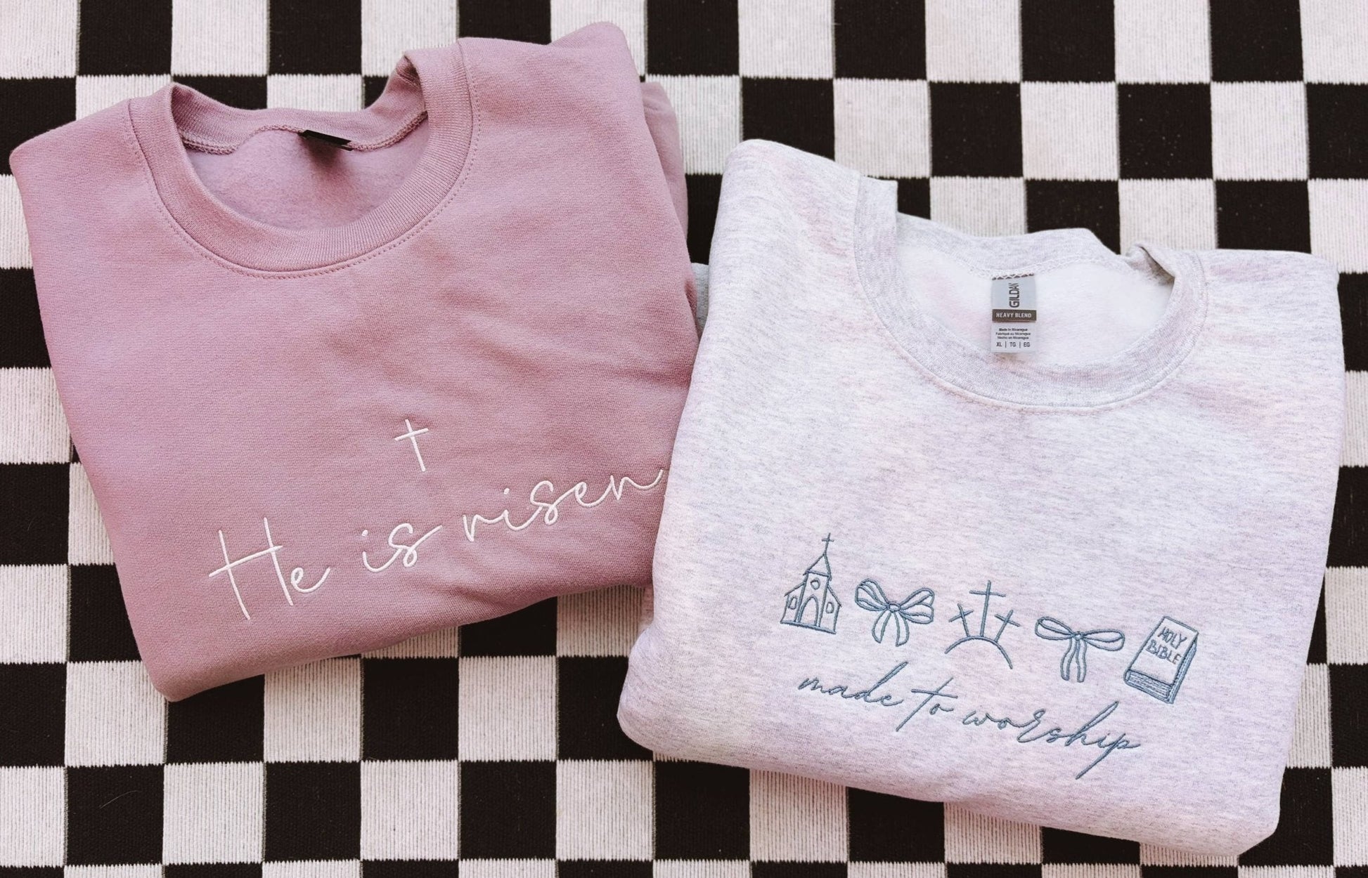 Made To Worship Embroidered Crewneck | Church Sweatshirt - Nifty Decor & More
