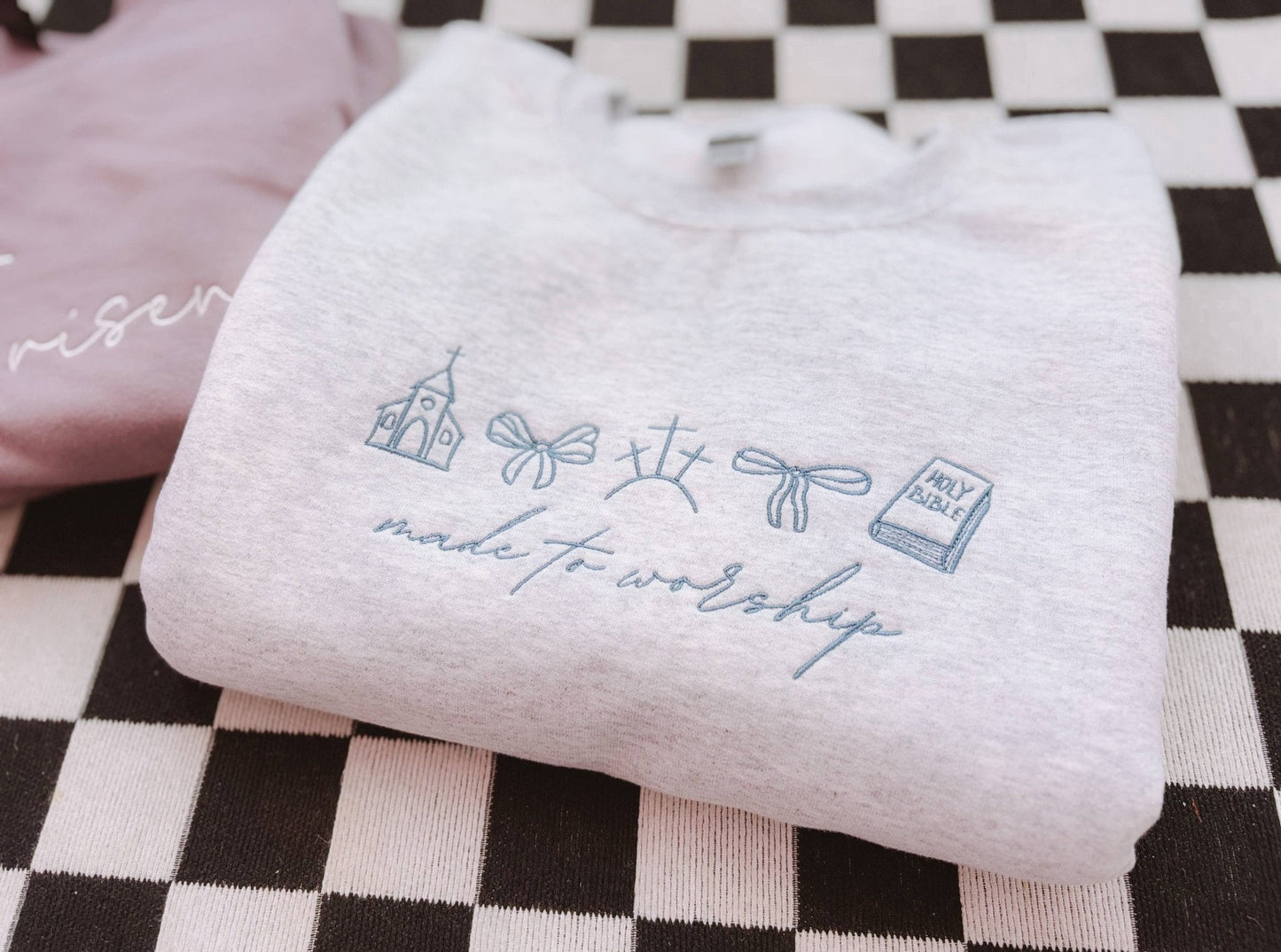 Made To Worship Embroidered Crewneck | Church Sweatshirt - Nifty Decor & More