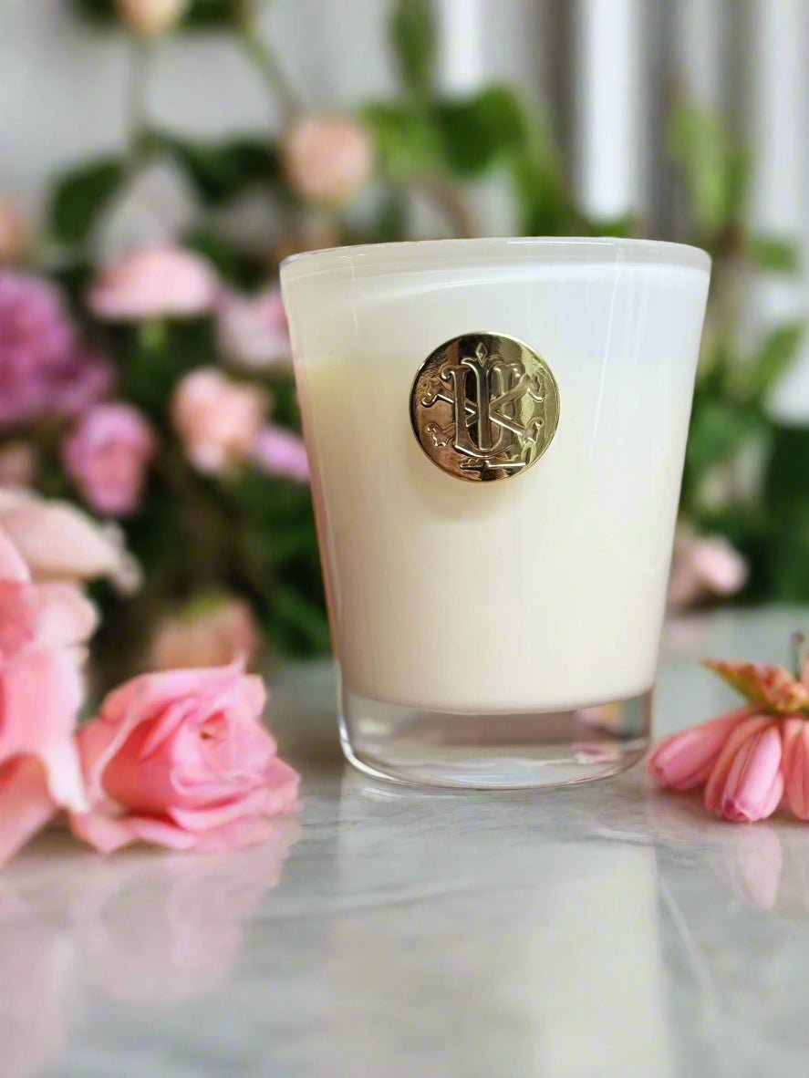 Magnolia and Jasmine 8 oz Designer Box Candle, Luxurious Floral Scent for Home Ambiance, Perfect Gift for Her Candle Holder