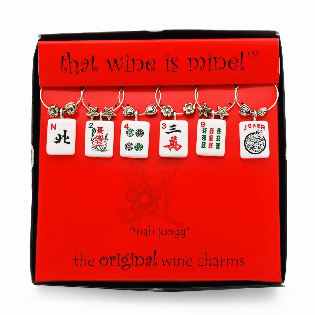 Mah Jongg Painted Wine Charms 6-Piece - Nifty Decor & More