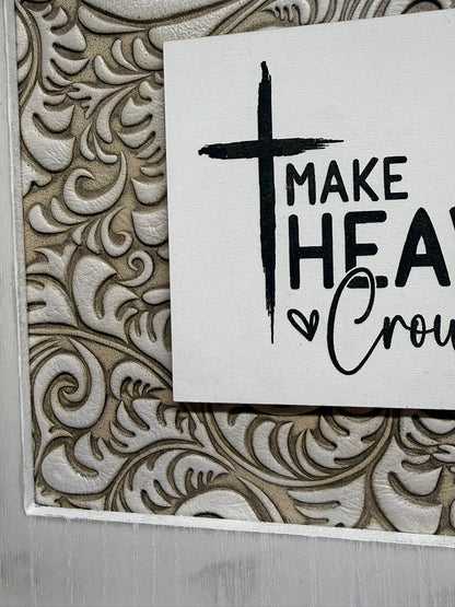 Make Heaven Crowded White Distressed Arched Wooden Wall Frame Rustic Wall Signs Caracol Sandy White