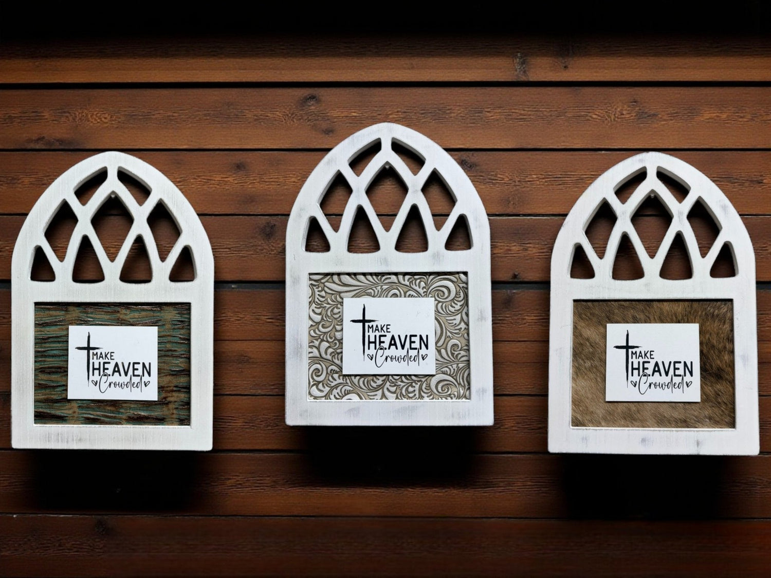 Make Heaven Crowded White Distressed Arched Wooden Wall Frame - Nifty Decor & More