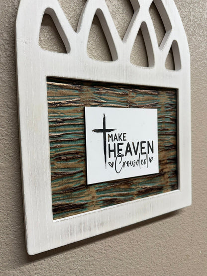 Make Heaven Crowded White Distressed Arched Wooden Wall Frame - Nifty Decor & More