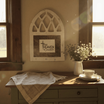 Make Heaven Crowded White Distressed Arched Wooden Wall Frame - Nifty Decor & More
