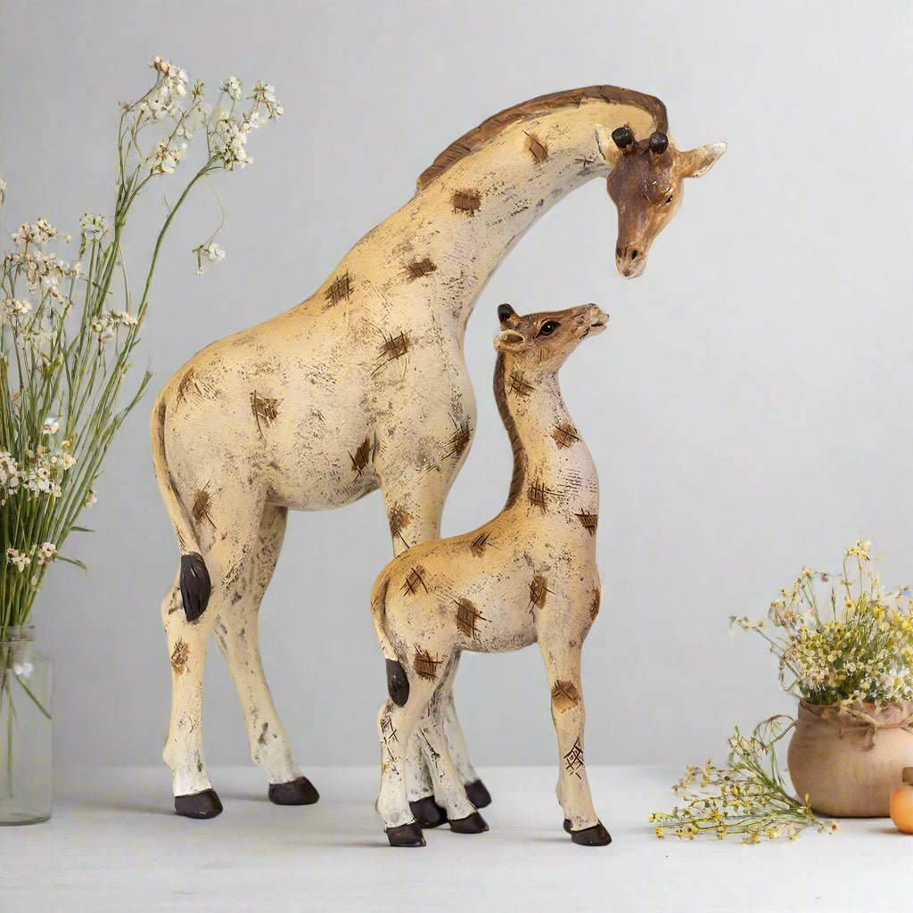 Mama and Baby Giraffe Figurines | Adorable Resin Decor for Nursery & Home, Cute Animal Figurines, Gift for Giraffe Lovers - Nifty Decor & More