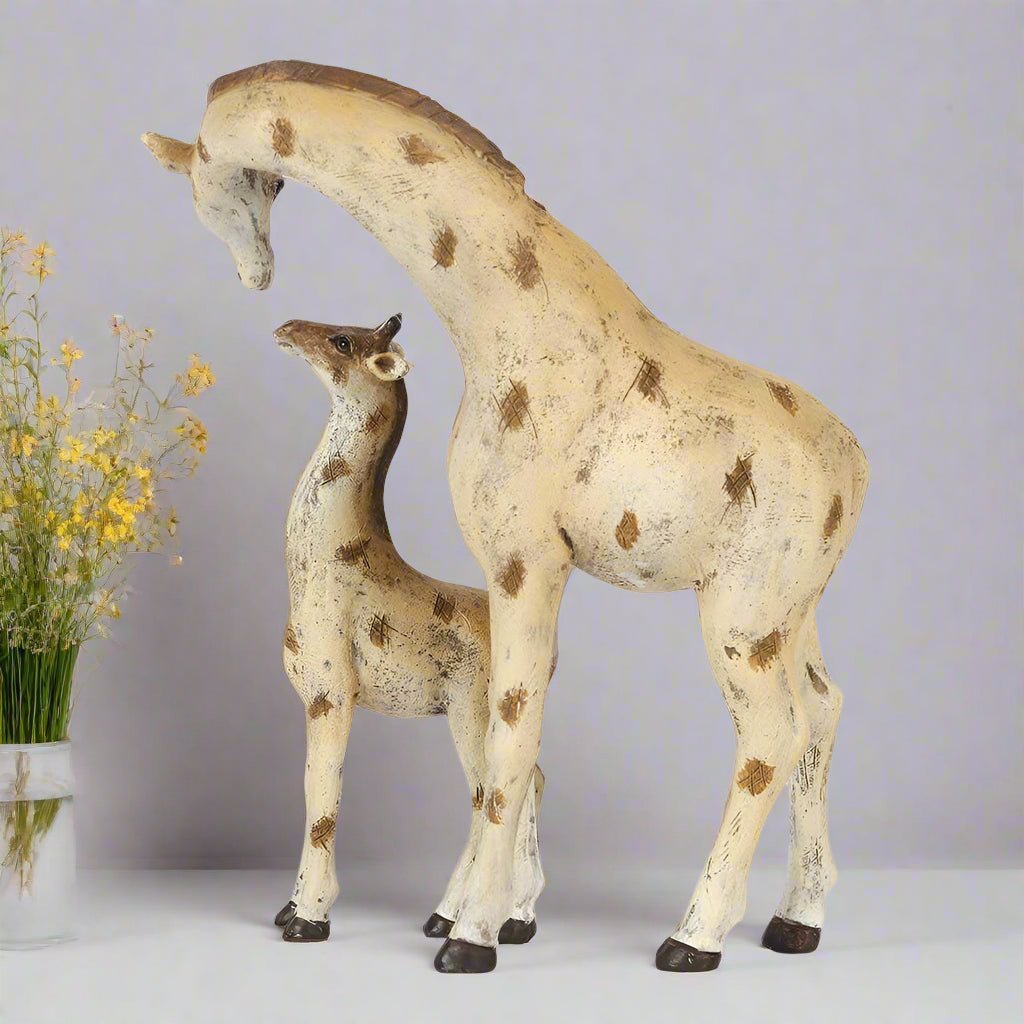 Mama and Baby Giraffe Figurines | Adorable Resin Decor for Nursery & Home, Cute Animal Figurines, Gift for Giraffe Lovers - Nifty Decor & More
