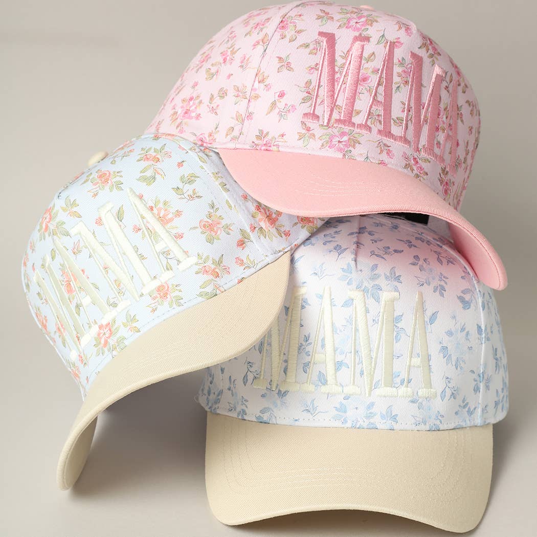 MAMA Embroidered Flower Pattern Trucker Hat - Nifty Decor & More