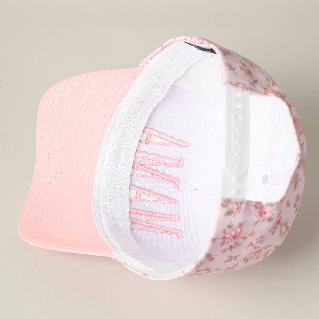 MAMA Embroidered Flower Pattern Trucker Hat - Nifty Decor & More