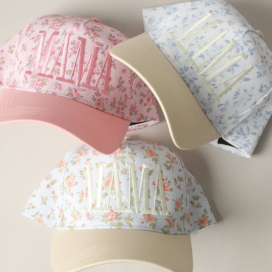 MAMA Embroidered Flower Pattern Trucker Hat - Nifty Decor & More