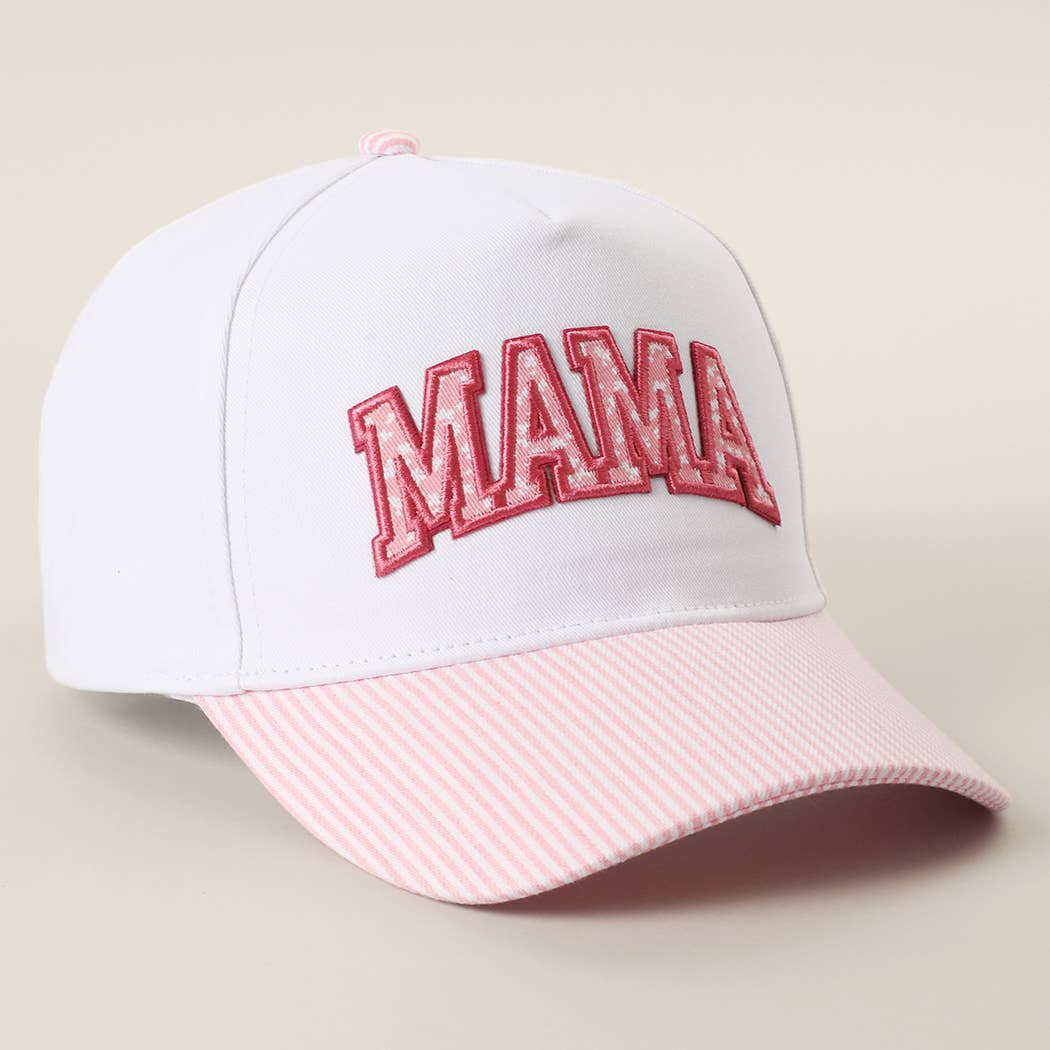 MAMA Embroidered Patch Stripe Brim Trucker Hat - Nifty Decor & More