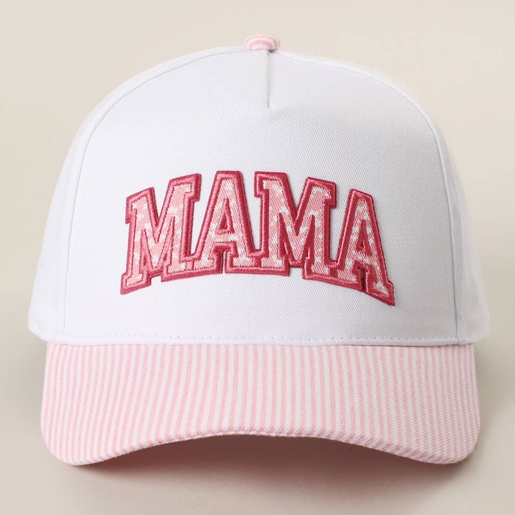 MAMA Embroidered Patch Stripe Brim Trucker Hat - Nifty Decor & More
