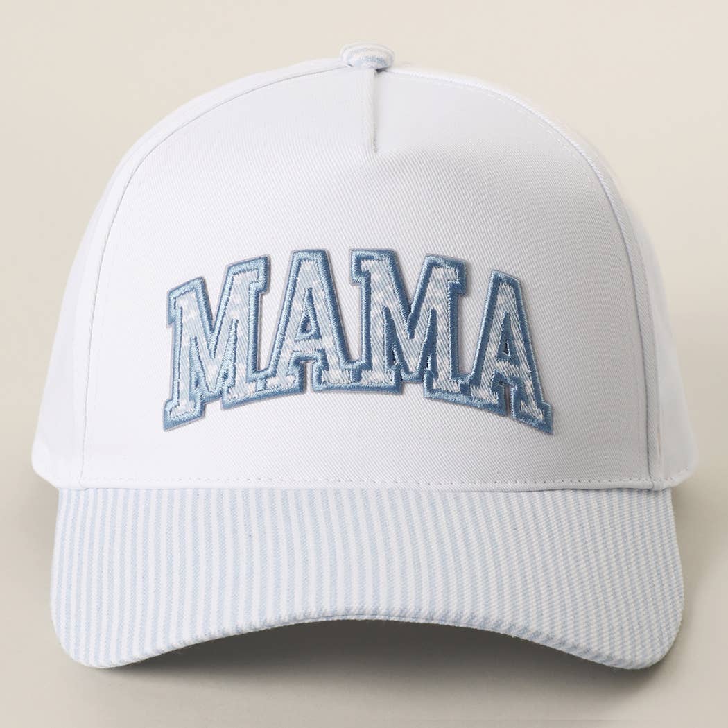 MAMA Embroidered Patch Stripe Brim Trucker Hat - Nifty Decor & More