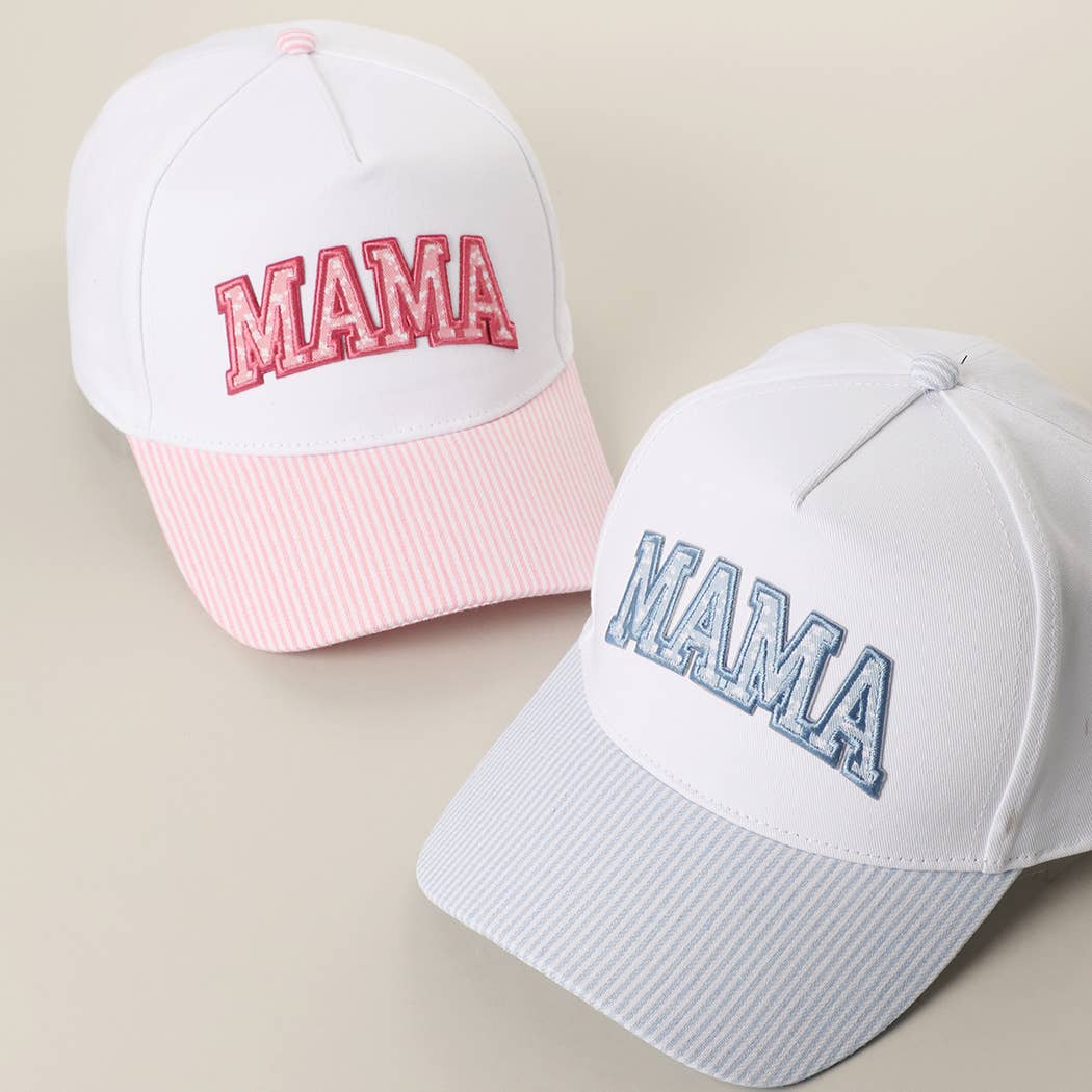 MAMA Embroidered Patch Stripe Brim Trucker Hat - Nifty Decor & More