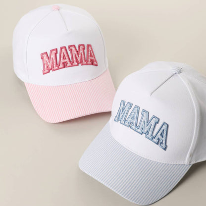MAMA Embroidered Patch Stripe Brim Trucker Hat - Nifty Decor & More