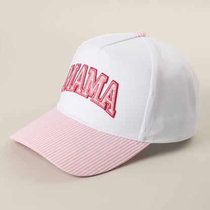 MAMA Embroidered Patch Stripe Brim Trucker Hat - Nifty Decor & More