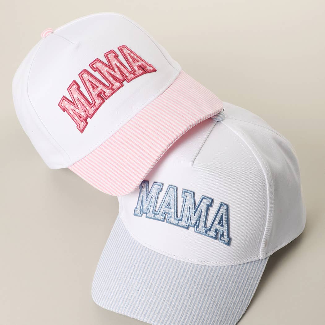MAMA Embroidered Patch Stripe Brim Trucker Hat - Nifty Decor & More