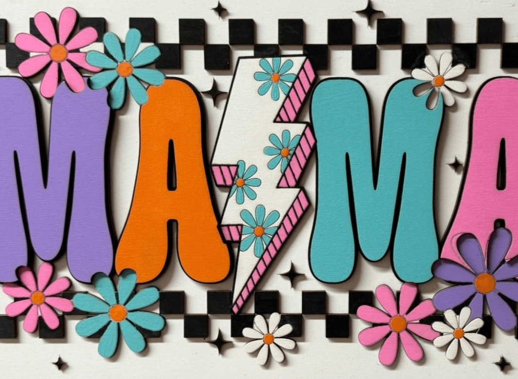 Mama Vibrant Lightning Bolt Canvas, Bold Colorful Wall Art, Empowerment Decor, Gift for Fierce Moms - Nifty Decor & More