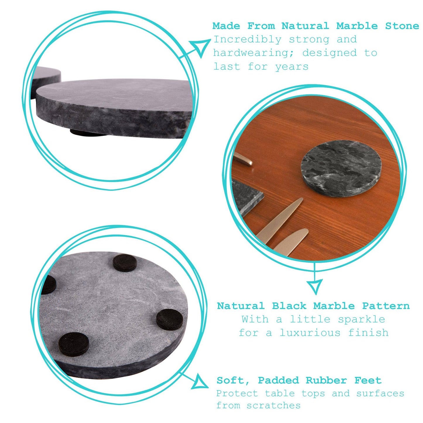 Personalized Round Marble Coaster – Custom Engraved - Set of 4 Coasters