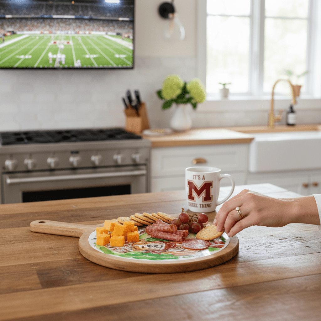 Maroon Bulldog Stadium Collegiate Cheese Board - Nifty Decor & More