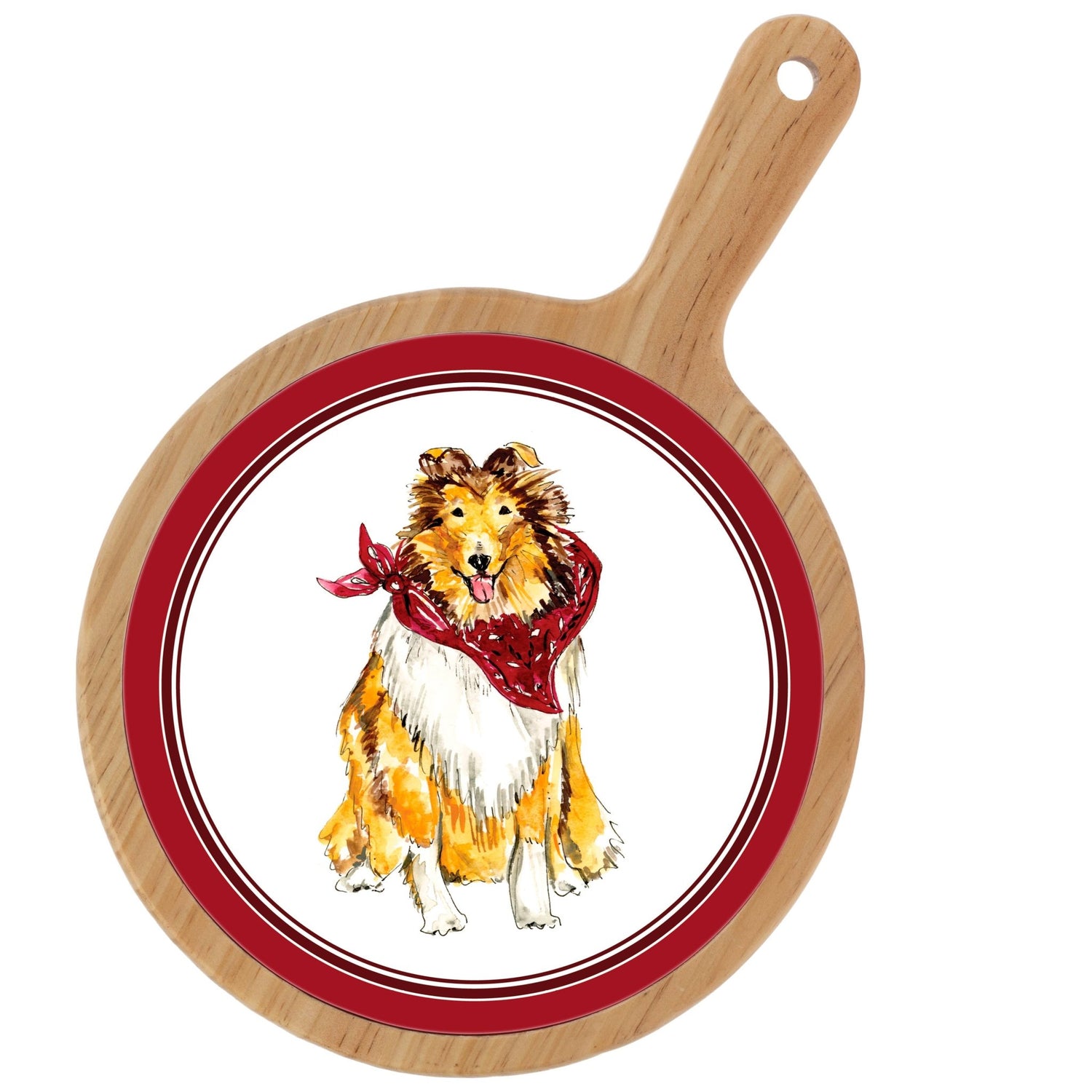 Maroon Collie Collegiate Bamboo & Ceramic Cheese Board