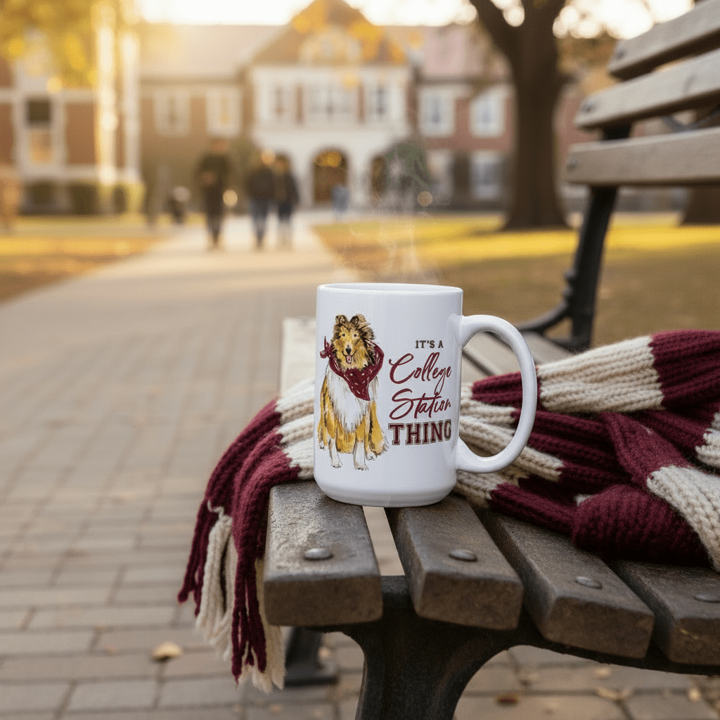 Maroon Collie Collegiate Ceramic Mug 14 Oz. - Nifty Decor & More