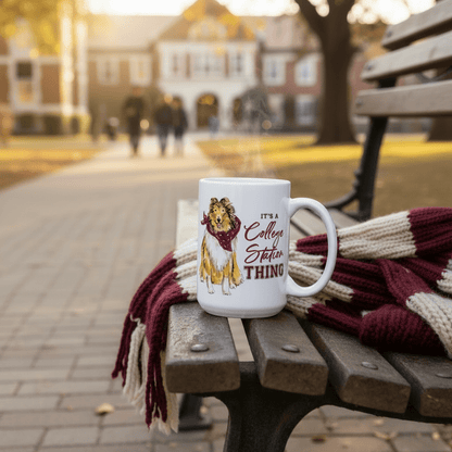 Maroon Collie Collegiate Ceramic Mug 14 Oz. - Nifty Decor & More