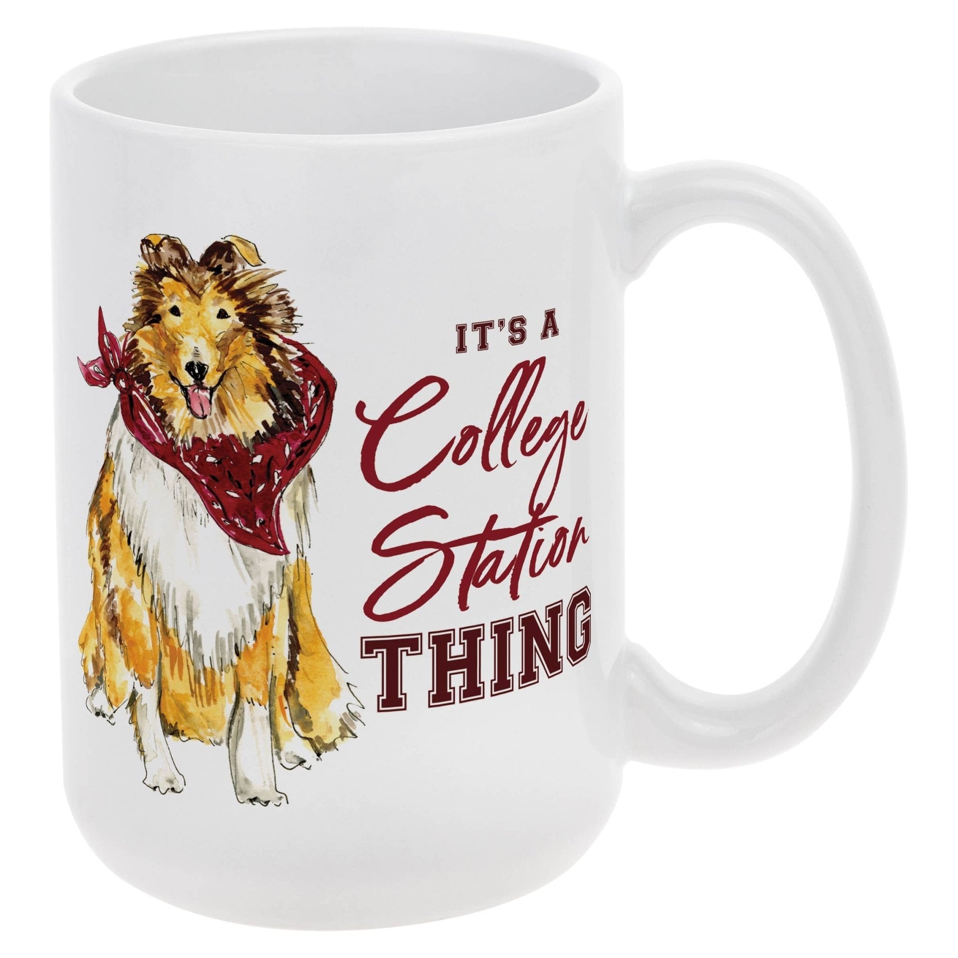 Maroon Collie Collegiate Ceramic Mug 14 Oz. - Nifty Decor & More