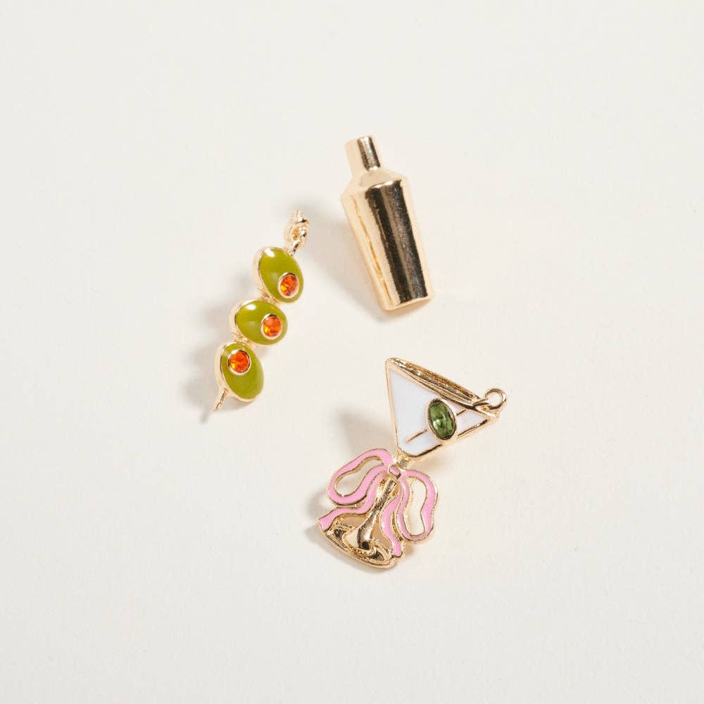 Martini Olive Cocktail Brooch Pin Set of 3 - Nifty Decor & More