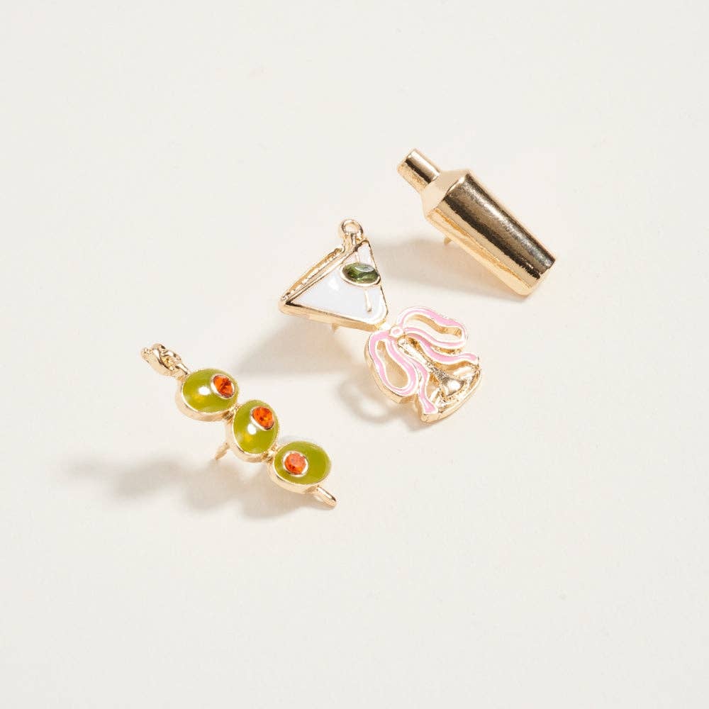 Martini Olive Cocktail Brooch Pin Set of 3 - Nifty Decor & More