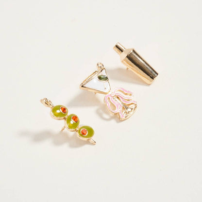 Martini Olive Cocktail Brooch Pin Set of 3 - Nifty Decor & More