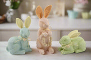 Colony Of Carved Bunnies Set Of 3 | Pastel Spring Easter Decor | Charming Accent Pieces for Festive Home Decor