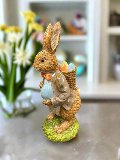 Medium Dressed Rabbit Resin Figurine - Spring Easter Decoration, Cute Accent Piece for Home, Gift for Bunny Lovers - Nifty Decor & More