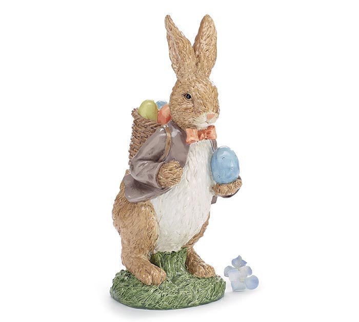 Medium Dressed Rabbit Resin Figurine - Spring Easter Decoration, Cute Accent Piece for Home, Gift for Bunny Lovers - Nifty Decor & More