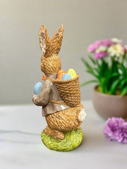 Medium Dressed Rabbit Resin Figurine - Spring Easter Decoration, Cute Accent Piece for Home, Gift for Bunny Lovers - Nifty Decor & More