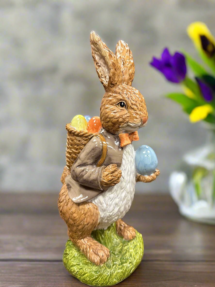 Medium Dressed Rabbit Resin Figurine - Spring Easter Decoration, Cute Accent Piece for Home, Gift for Bunny Lovers - Nifty Decor & More