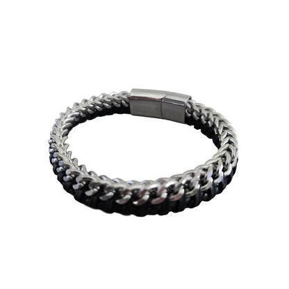 Men's Bracelets - Stainless - Steel & Leather - Nifty Decor & More