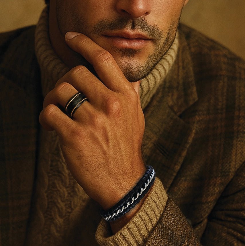 Men's Bracelets - Stainless - Steel & Leather - Nifty Decor & More