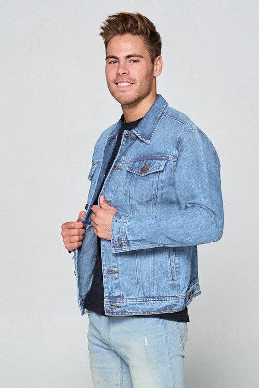 Men's Denim Jacket Light Blue - Open Size L LDJ-001