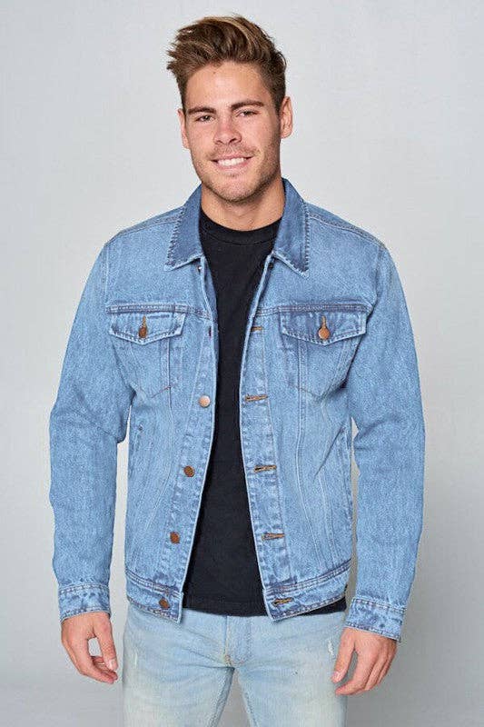 Men's Denim Jacket Light Blue - Open Size M LDJ-001